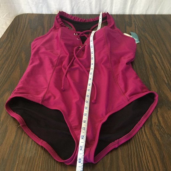 NWT LIVI Active Fuchsia Ruffled One Piece Sz 12 - Picture 8 of 11